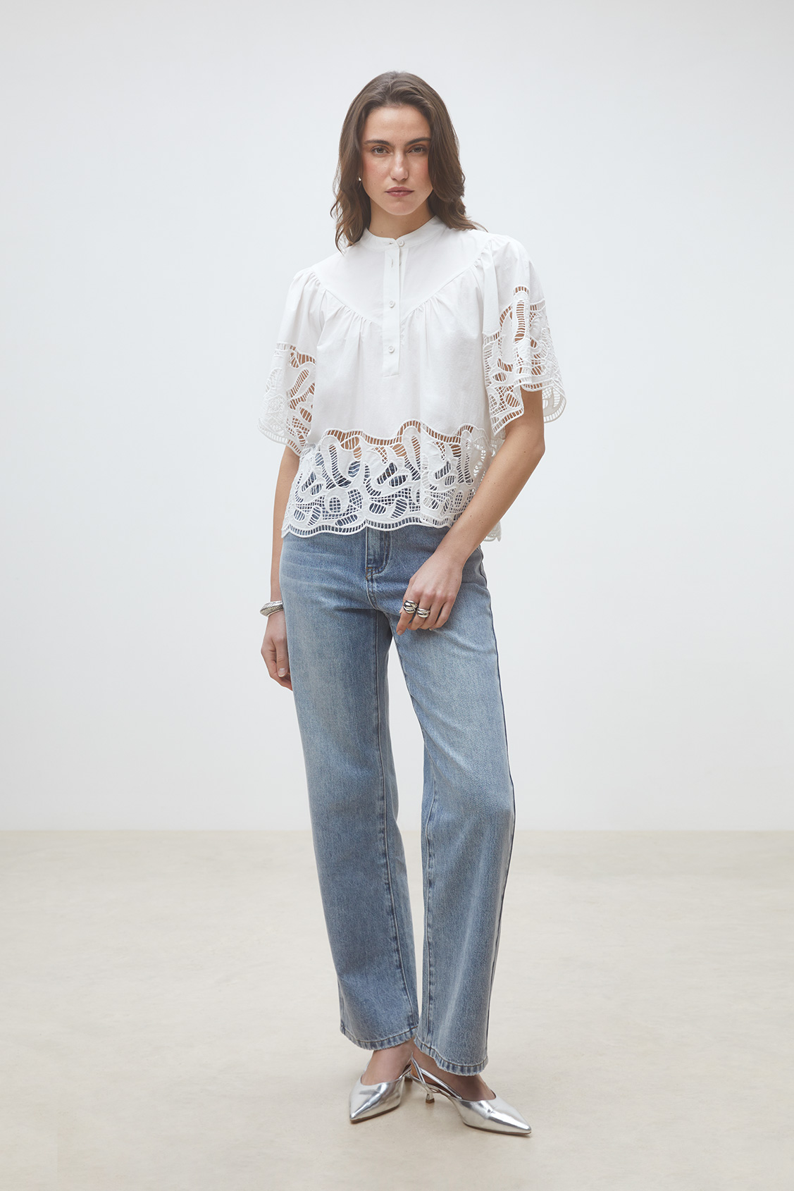 Linda Poplin blouse OFF-WHITE