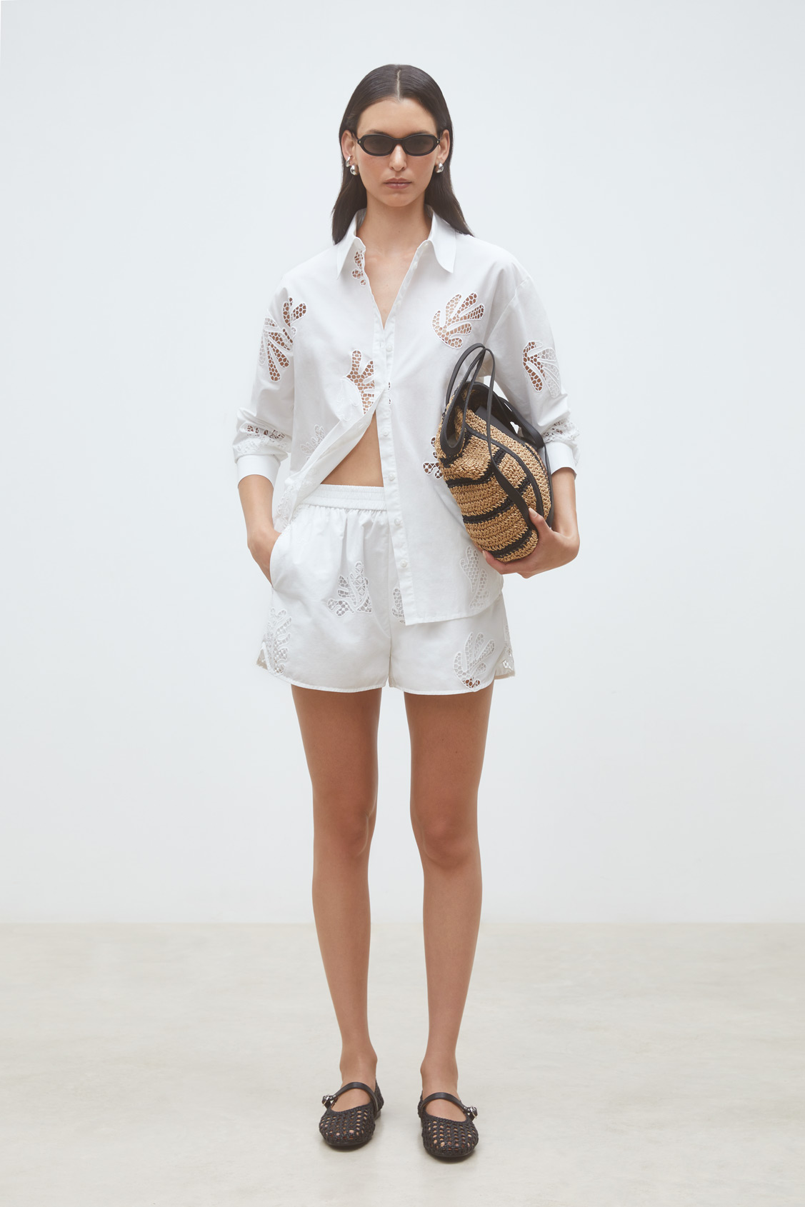 Loula Embroidered poplin shirt OFF-WHITE