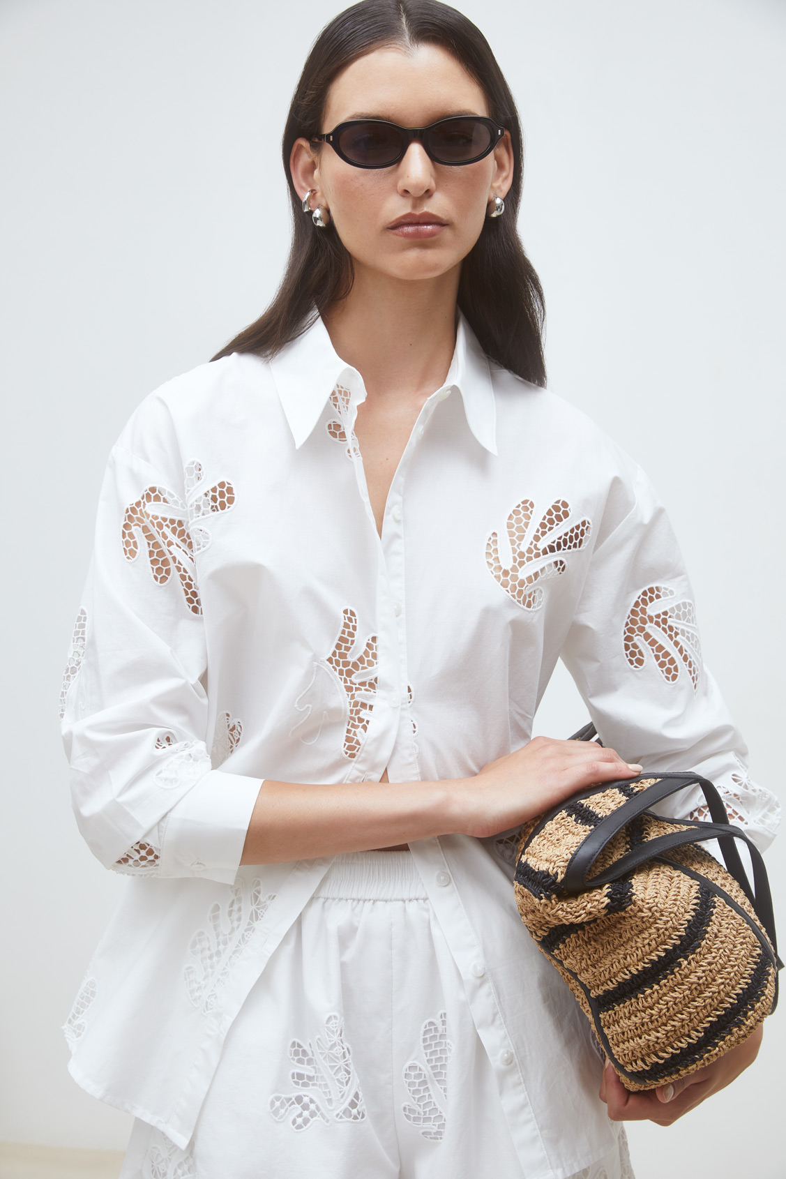 Loula Embroidered poplin shirt OFF-WHITE