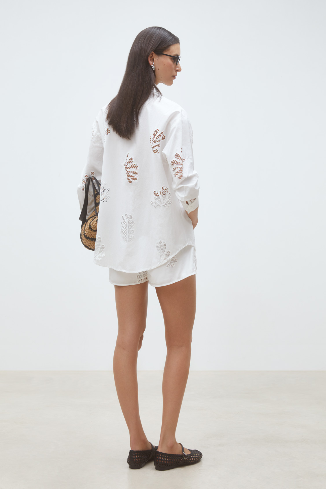 Loula Embroidered poplin shirt OFF-WHITE