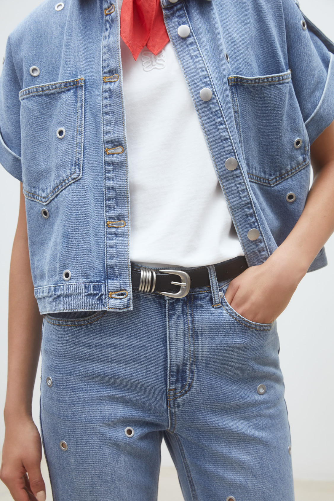 Rayan Straight jeans with eyelets Light jeans