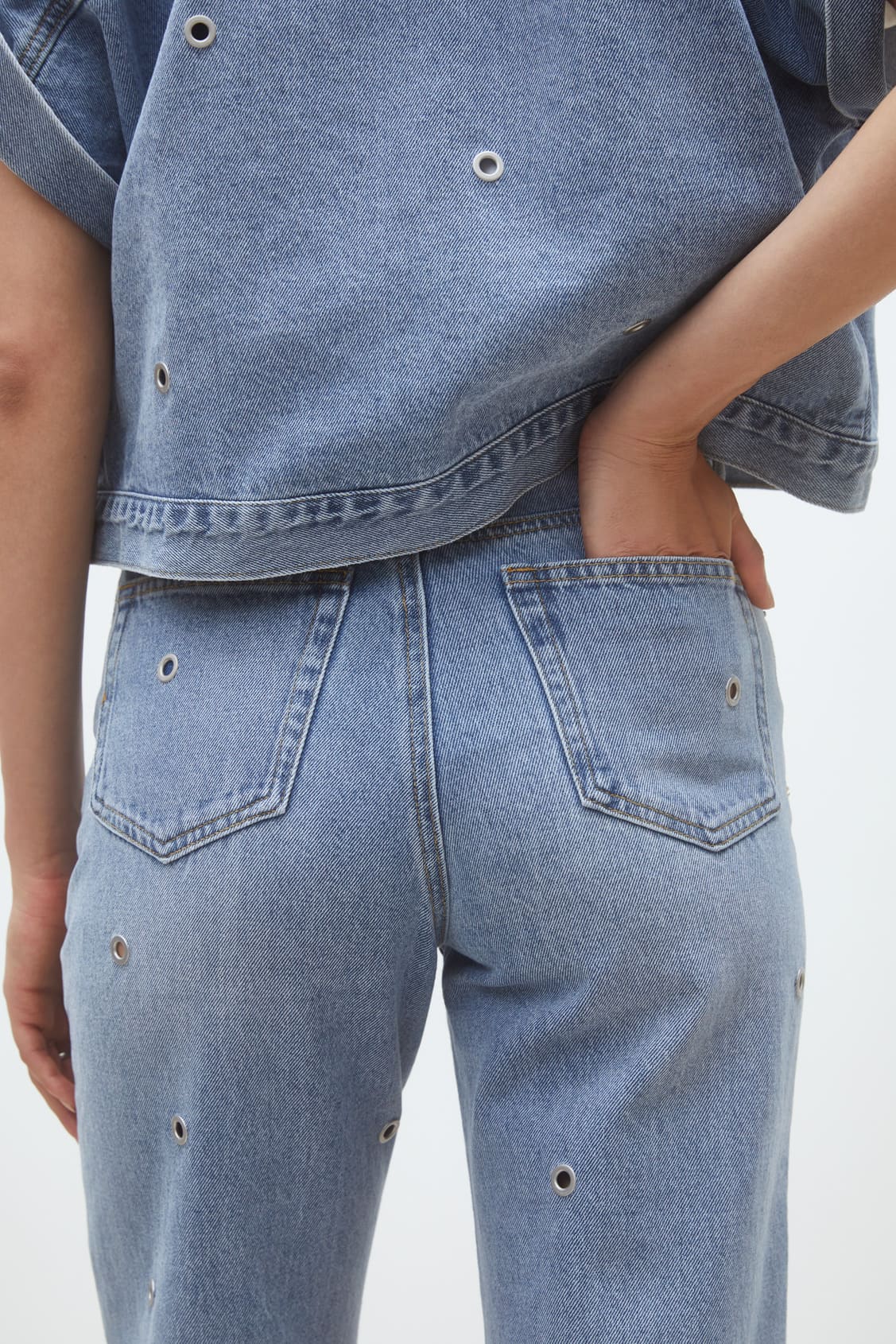 Rayan Straight jeans with eyelets Light jeans
