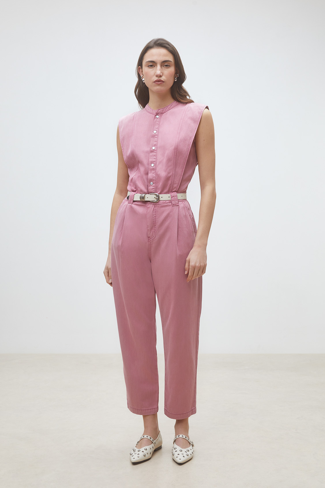 Tia Pink denim jumpsuit PINK