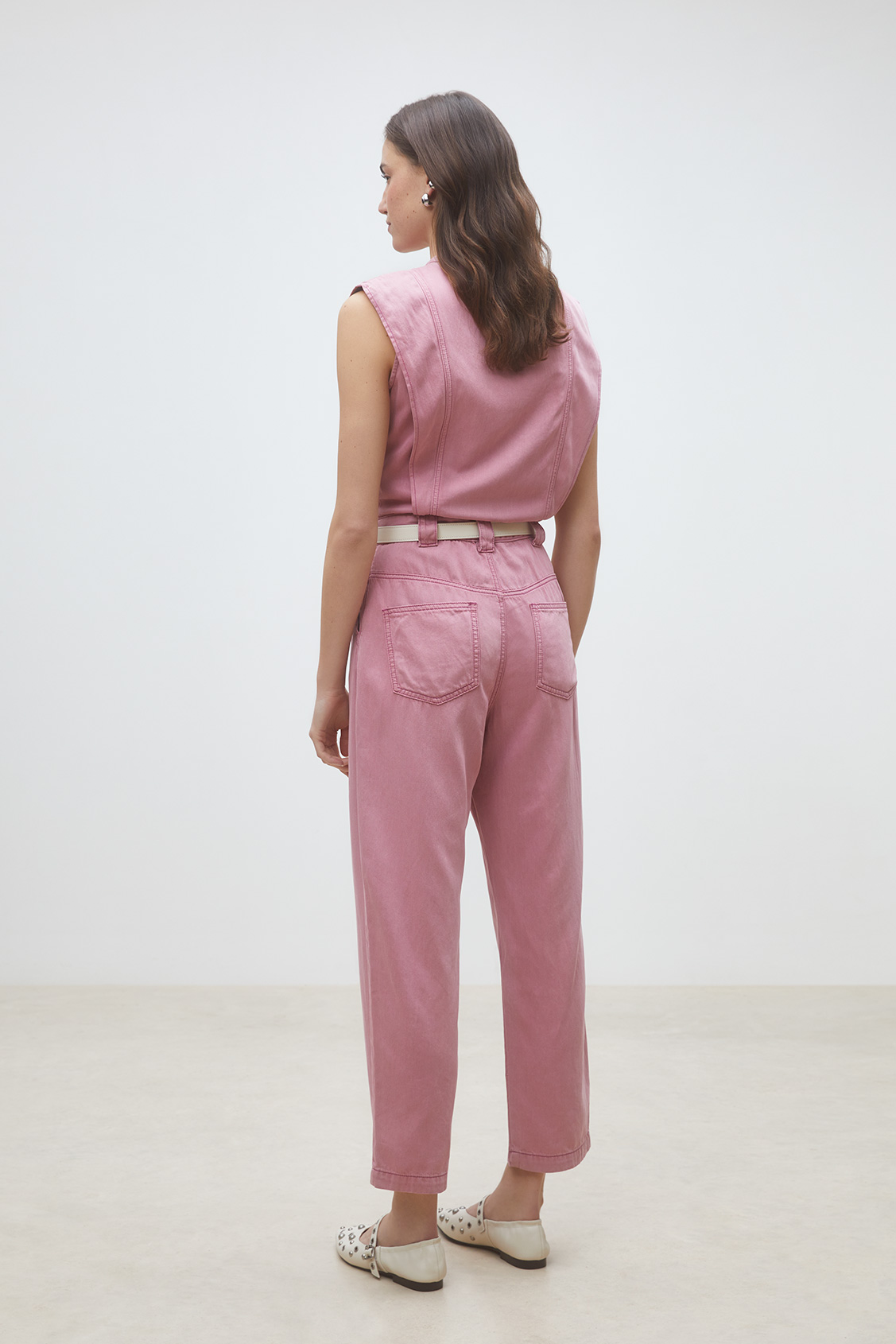 Tia Pink denim jumpsuit PINK