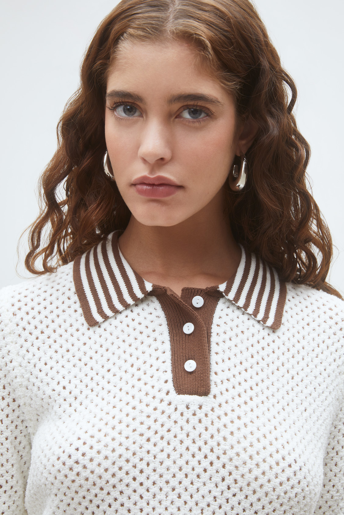 Perigue Two-tone polo jumper OFF-WHITE
