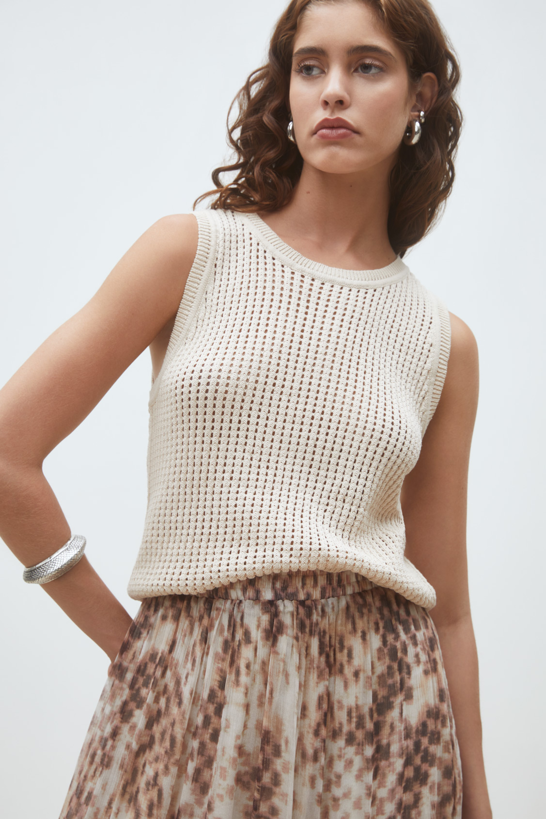 Parikia Openwork knit top BEIGE