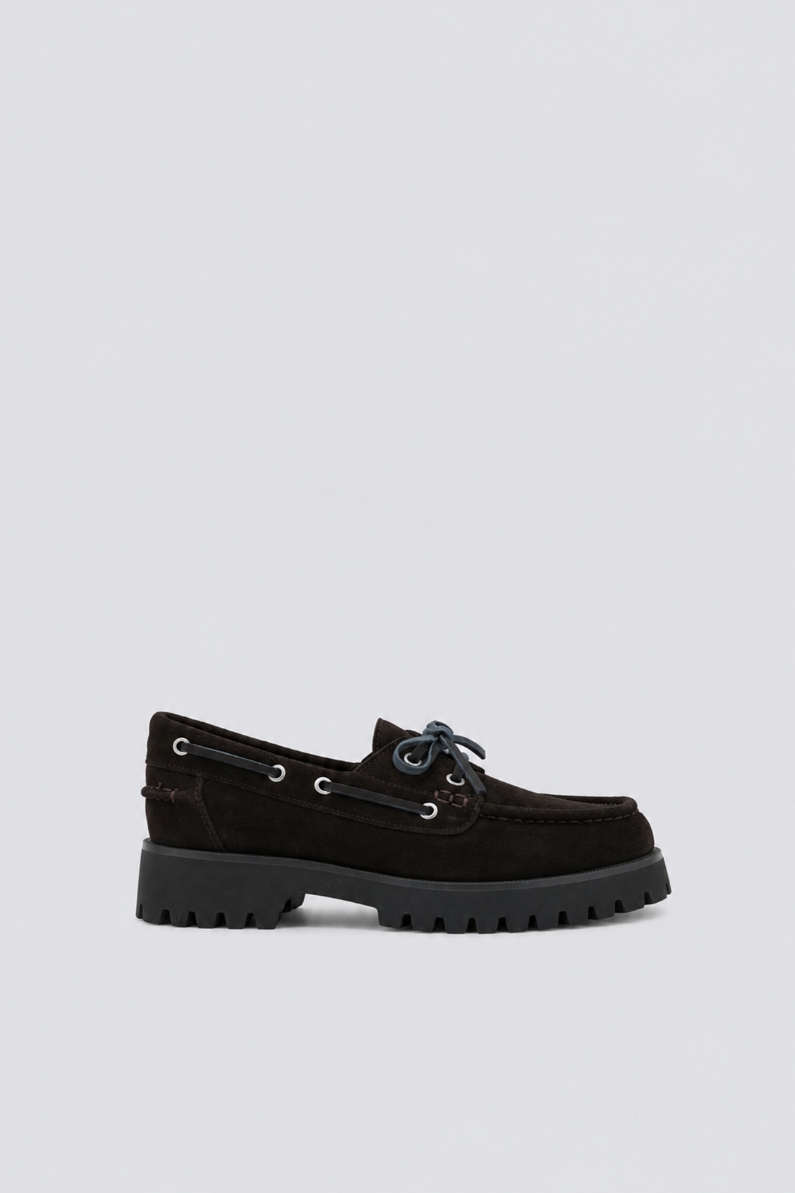 HARVEA Coffee leather boat shoes Coffee