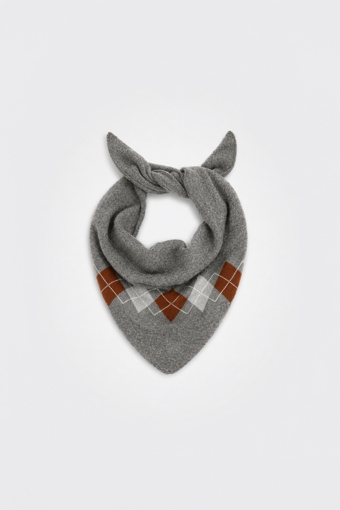 ABRIL Grey tie scarf with diamond patterns Heather grey