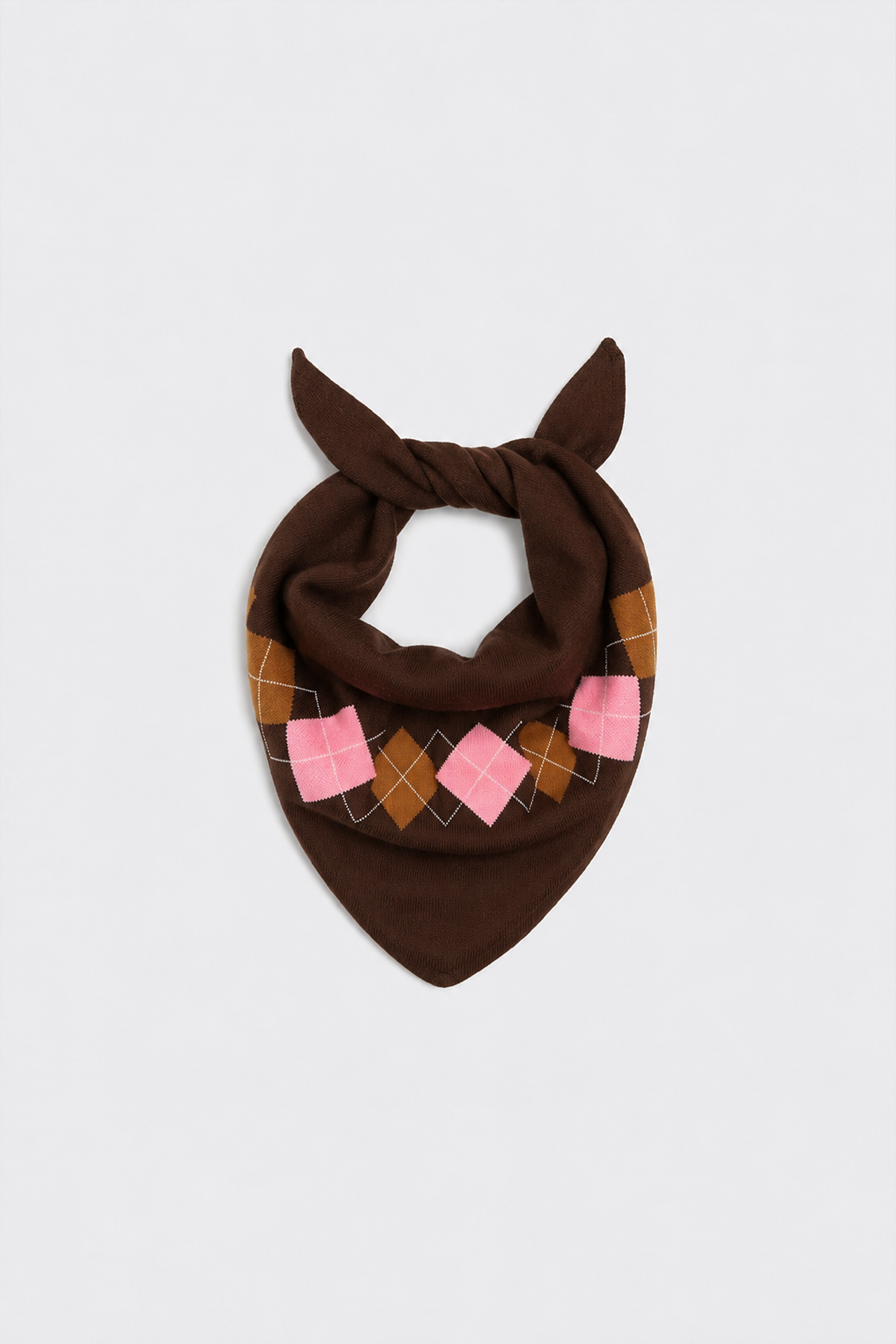 ABRIL Coffee tie scarf with diamond patterns Coffee