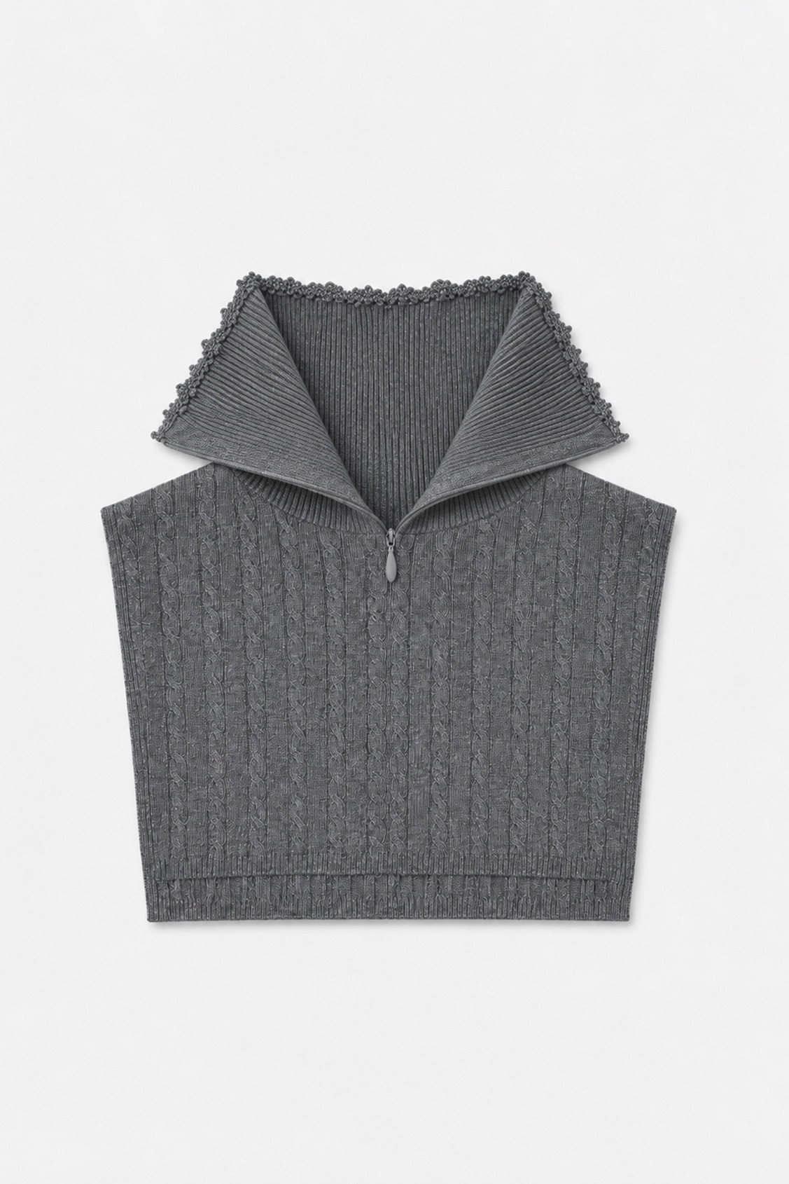 AZRAL Mottled grey knit dickey scarf Heather grey