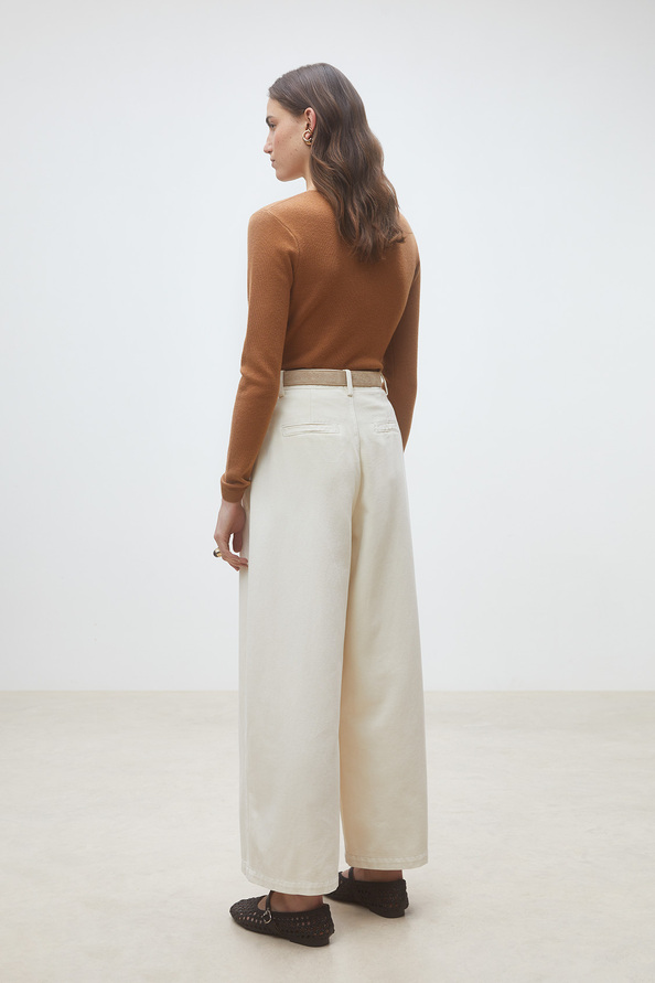 Gamira Camel buttoned pleated cardigan