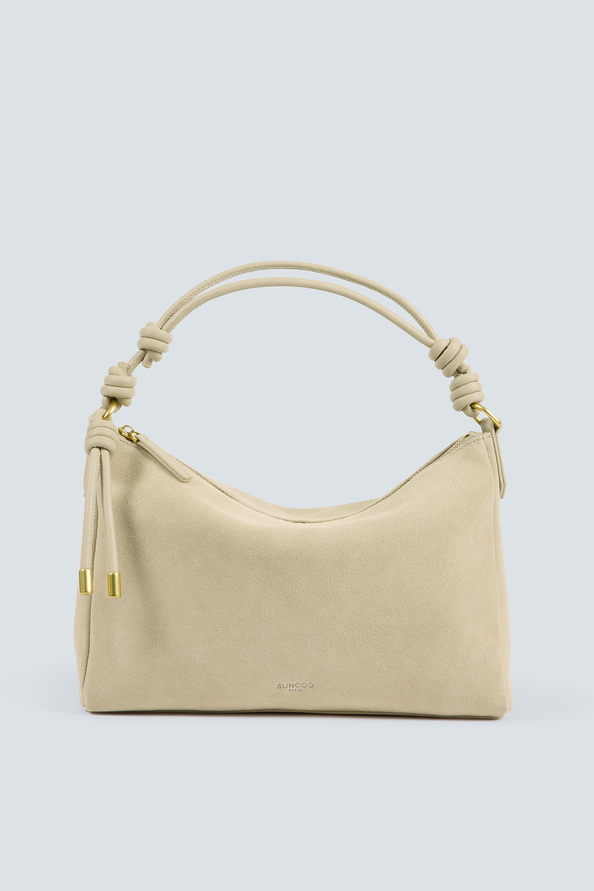 Bianca Greige suede clutch bag
