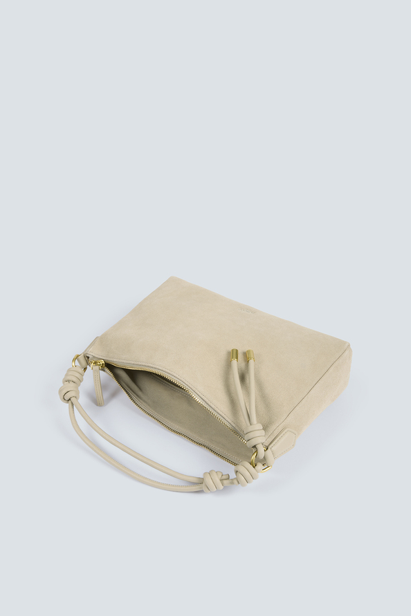 Bianca Greige suede clutch bag