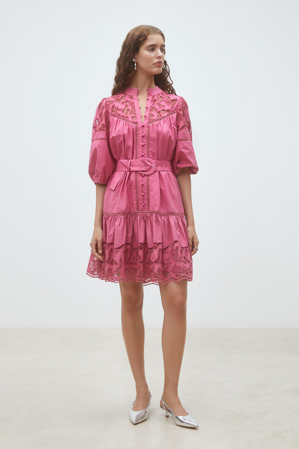 Caty Short embroidered poplin dress