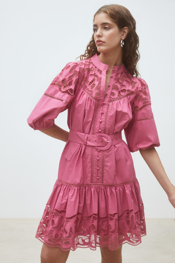 Caty Short embroidered poplin dress