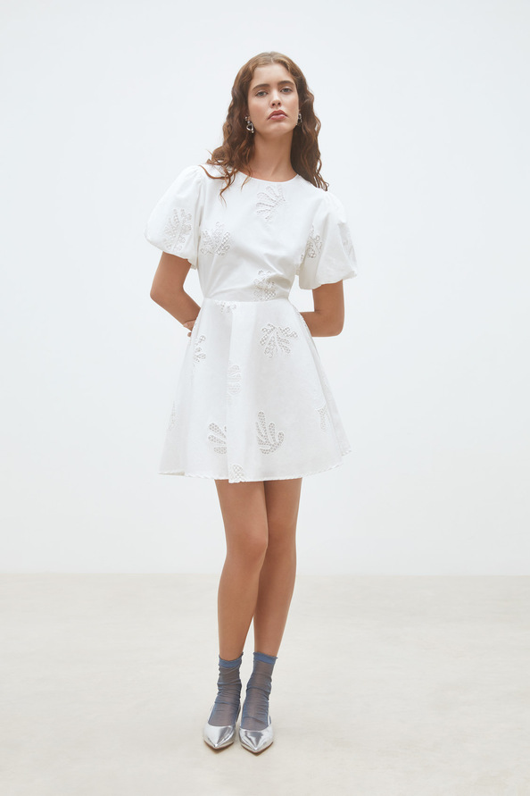 Celest Short embroidered poplin dress