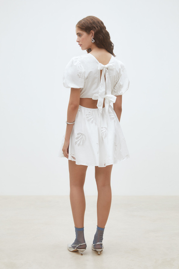 Celest Short embroidered poplin dress
