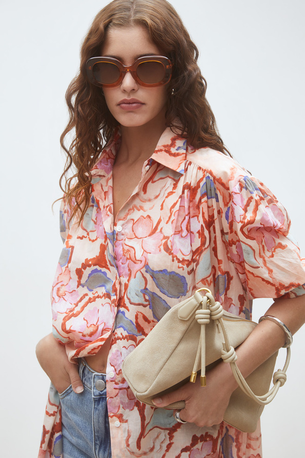 Cadix Long shirt dress with floral print