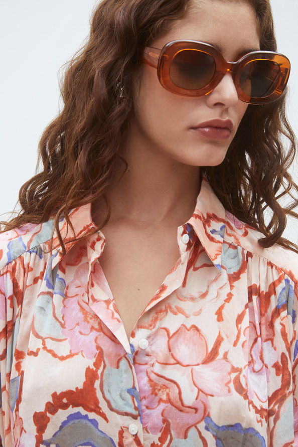 Cadix Long shirt dress with floral print