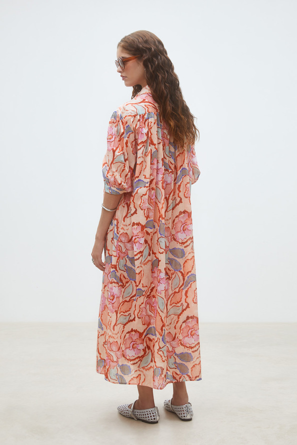 Cadix Long shirt dress with floral print