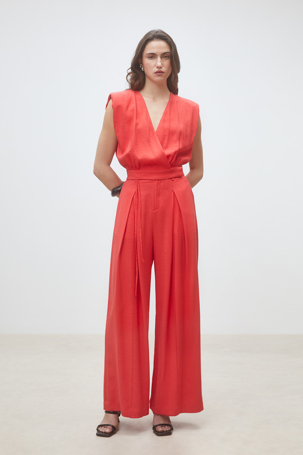 Julio Geranium wide-leg darted pants
