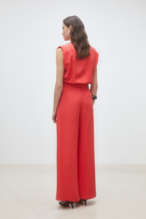 Julio Geranium wide-leg darted pants