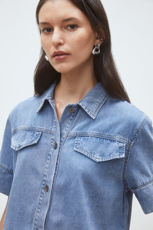 Laika Asymmetrical denim blouse