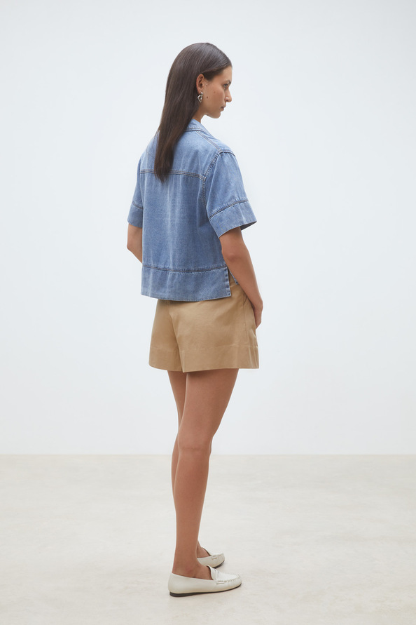 Laika Asymmetrical denim blouse