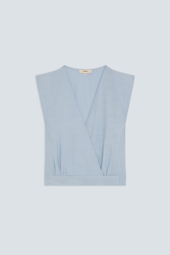 Laos Short sleeveless sky blue blouse