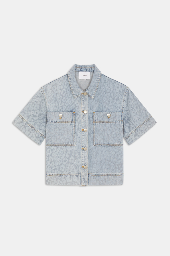 Ladji Leopard print denim blouse