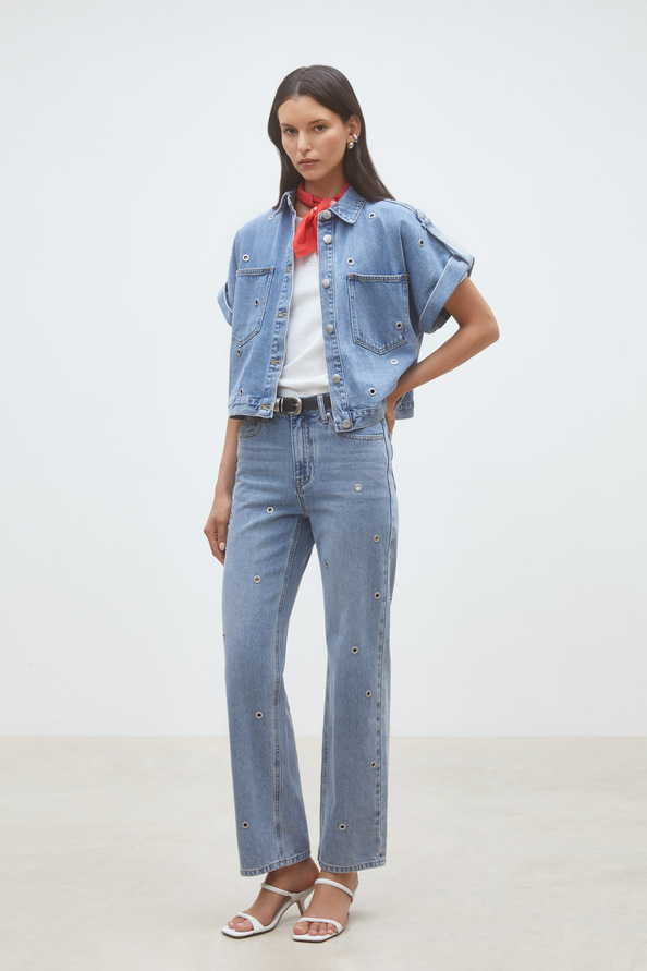 Lord Denim blouse with eyelets