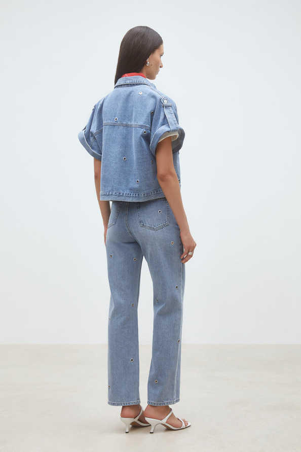 Lord Denim blouse with eyelets