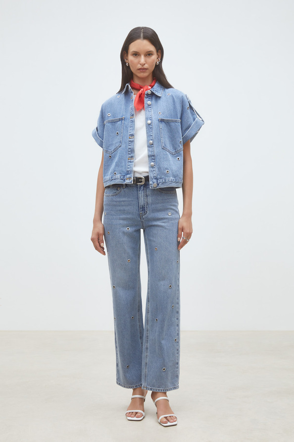 Rayan Straight jeans with eyelets