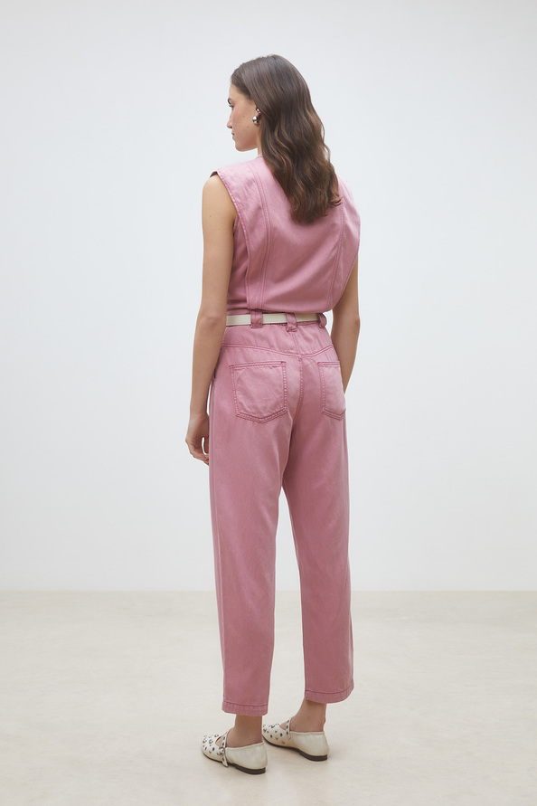 Tia Pink denim jumpsuit