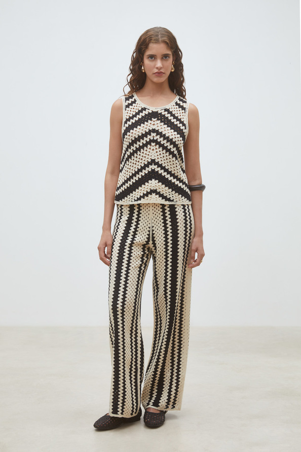 Pissaro Openwork top with fancy stripes
