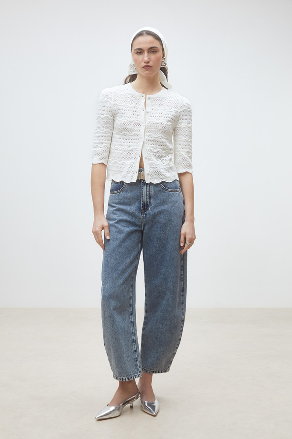 Ganach Fancy openwork knit cardigan