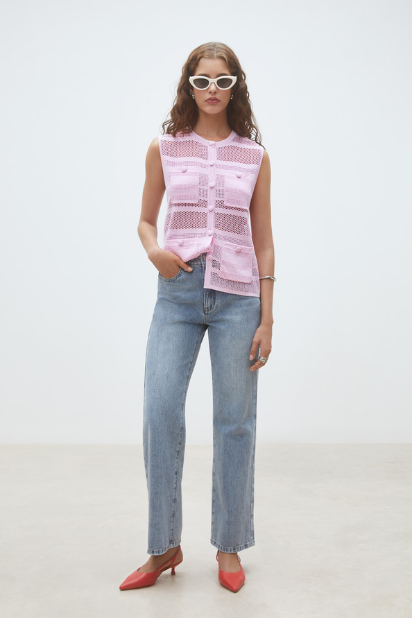 Geos Openwork sleeveless cardigan