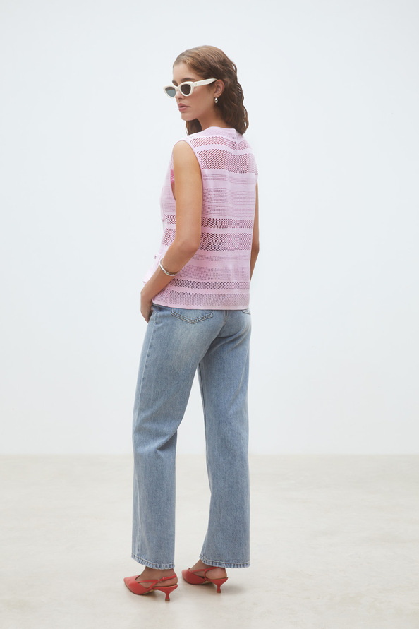Geos Openwork sleeveless cardigan