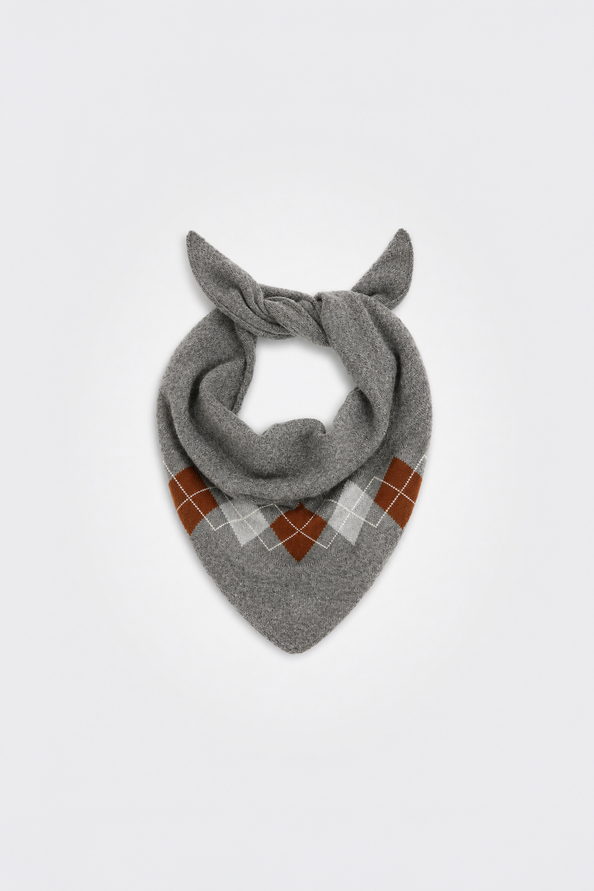 ABRIL Grey tie scarf with diamond patterns