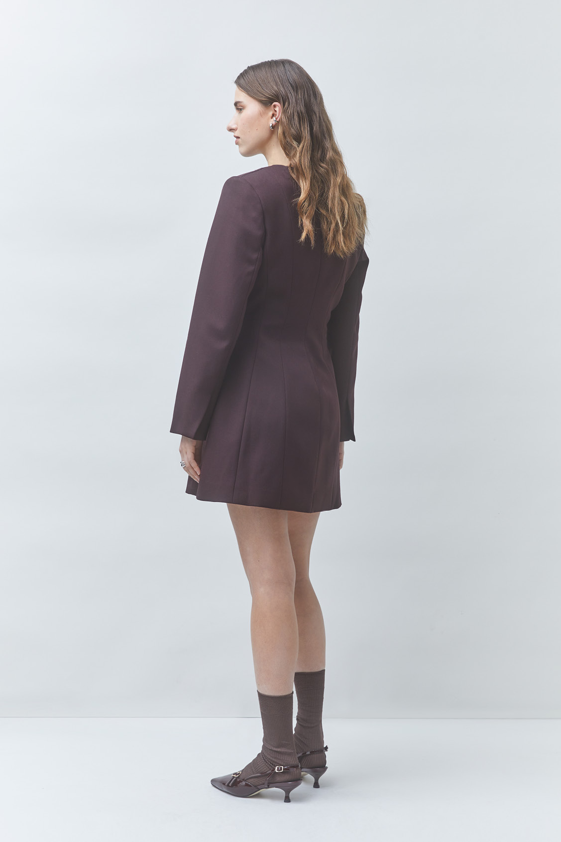 CIRCLE Short dress with long sleeves Plum