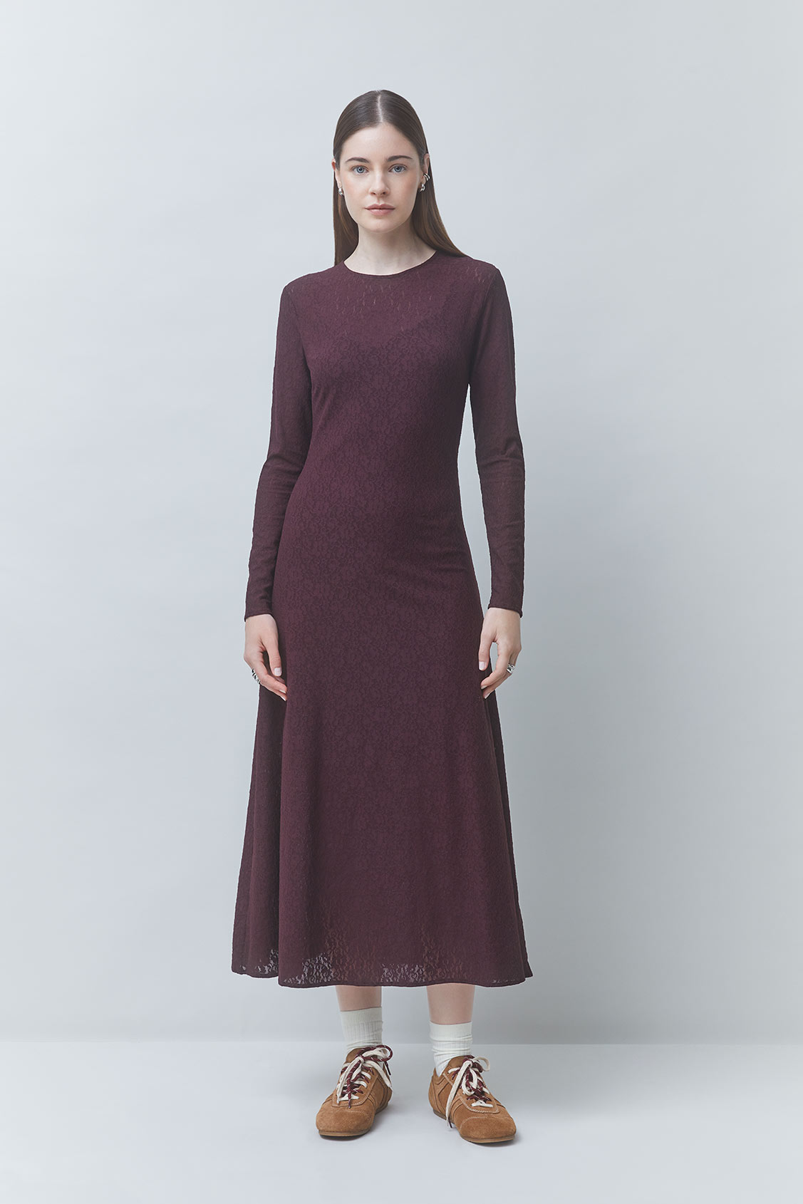 CALIXT Lace midi dress Plum