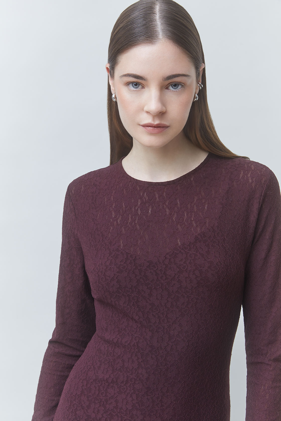 CALIXT Lace midi dress Plum