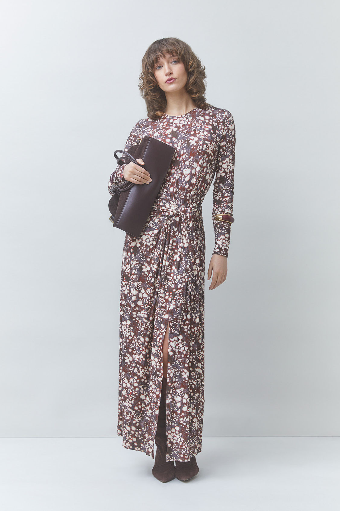CLIVE Choco print long dress Chocolate