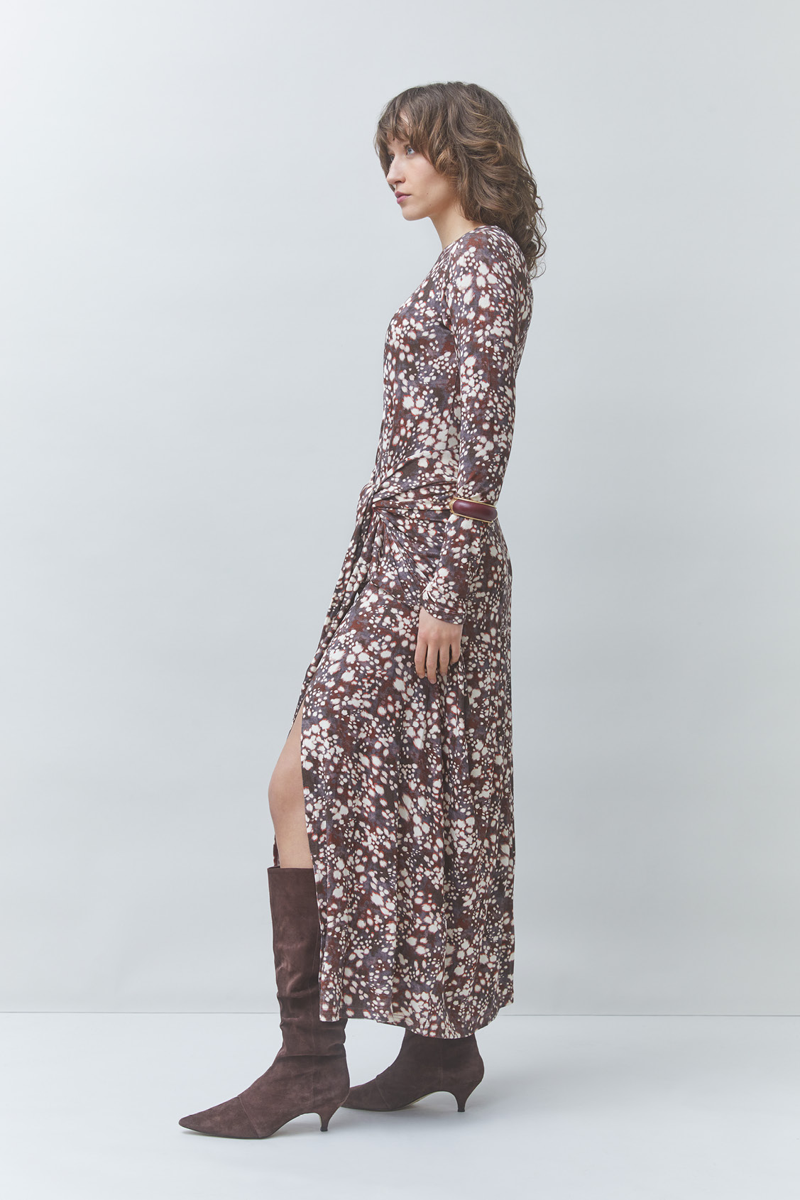 CLIVE Choco print long dress Chocolate