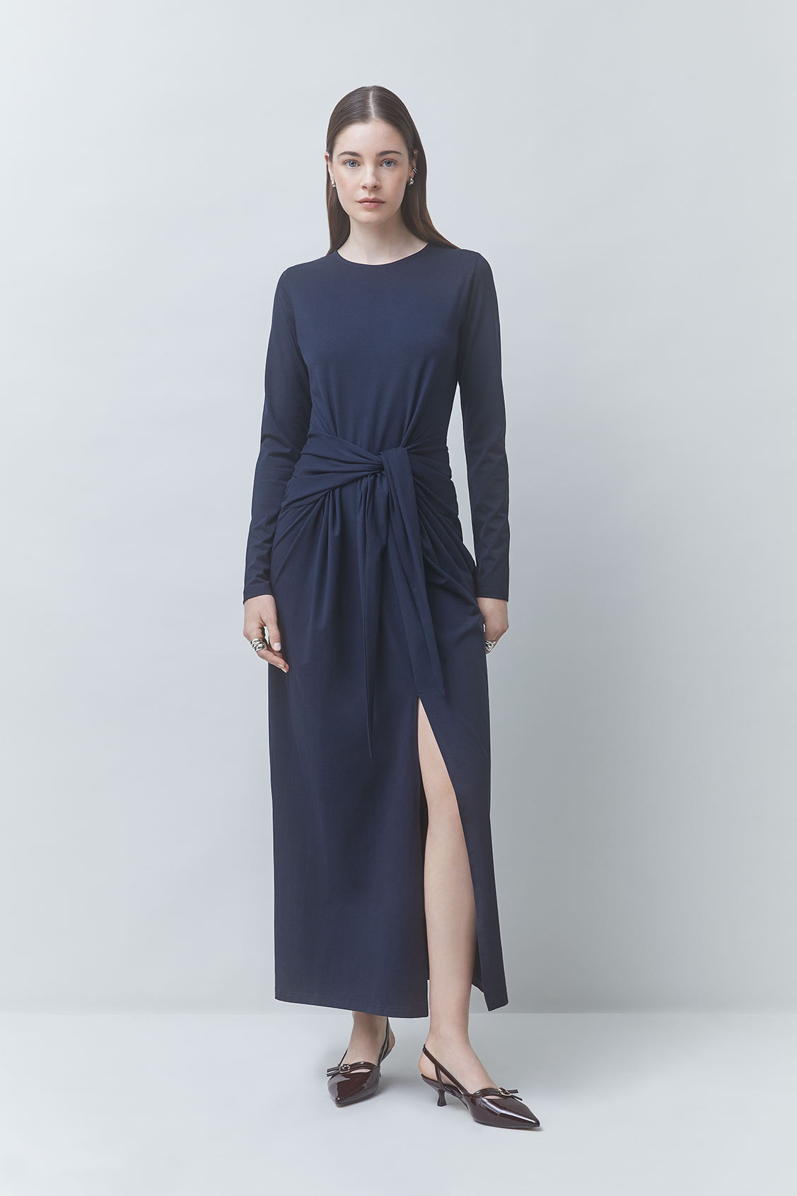 CLOUD Midnight blue long draped dress DEEP BLUE