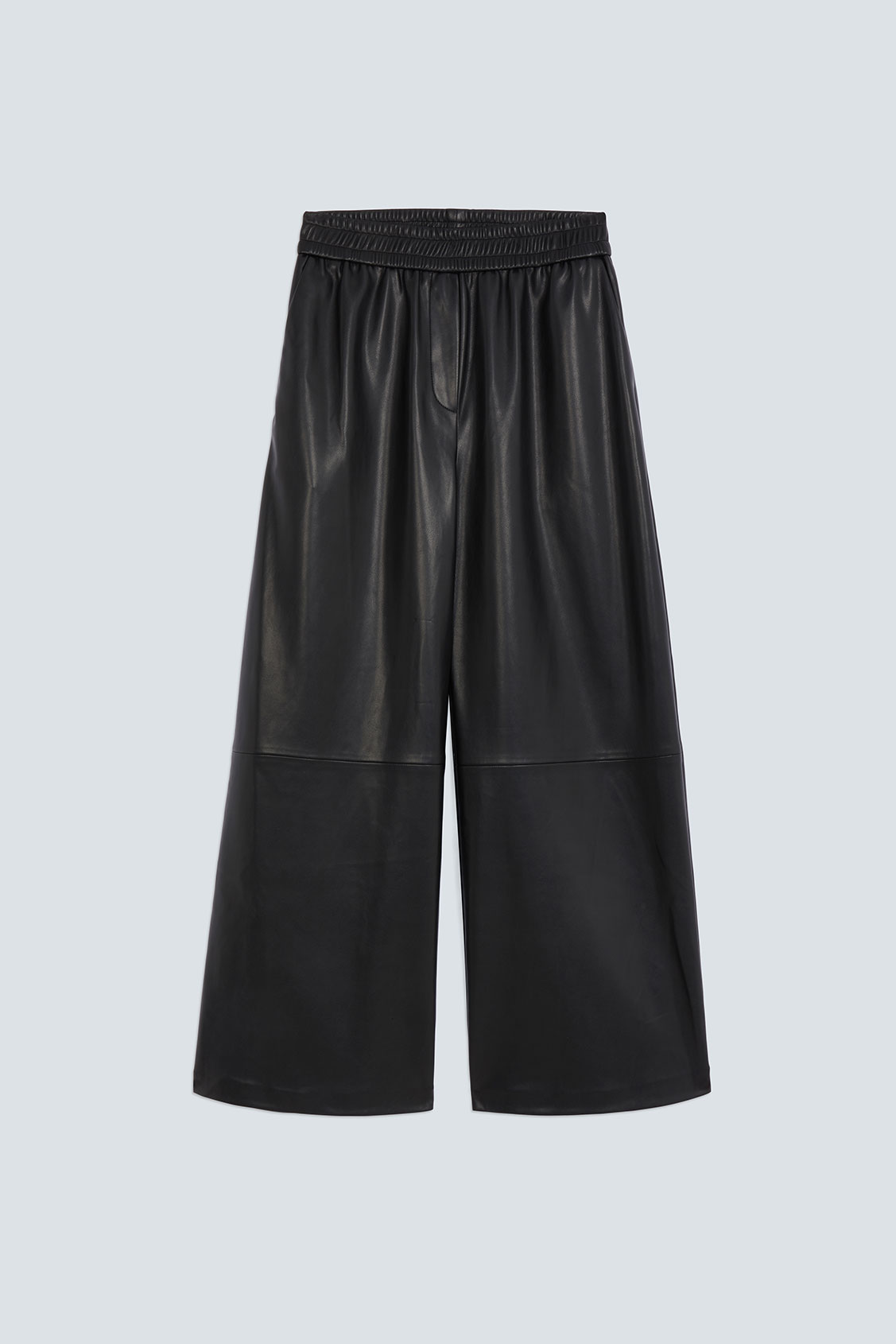 JOY Wide-leg black faux leather pants BLACK