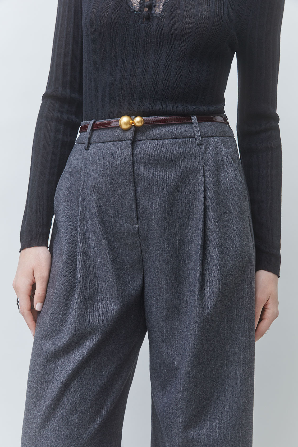 JAYCE Striped darted pants Carbon