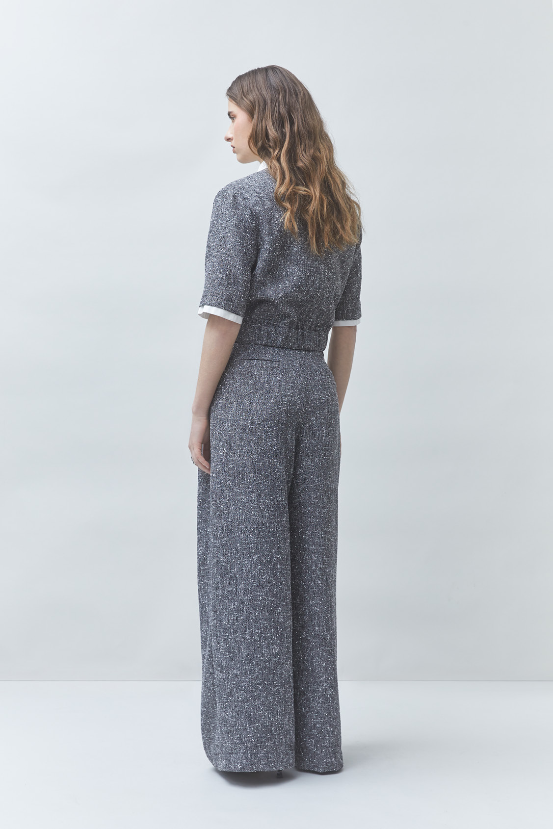 JERK Wide-leg darted pants with sequins Carbon