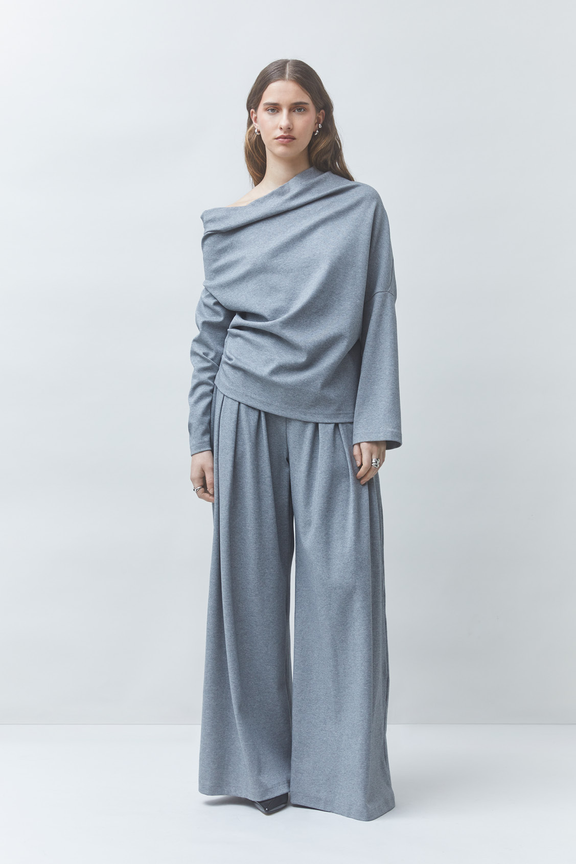 JACKSON Wide cotton fleece pants Heather grey