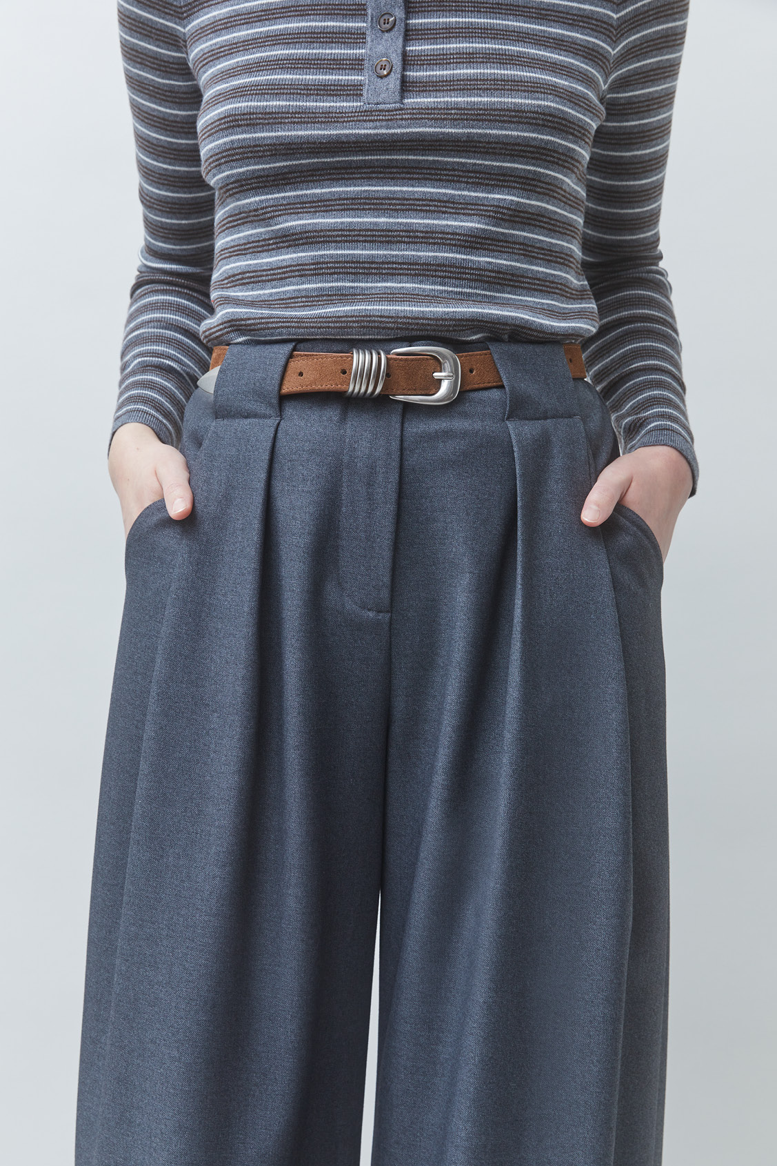 JOVIAL Plain carbon wide-leg pants Carbon